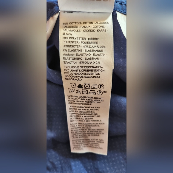 DOCKERS - Shirt L Blue White Geometric Button-up, 1 Pocket, Embroidered Logo - Picture 7 of 13